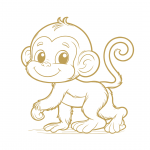 Auf dem Bild ist eine Illustration eines kleinen Affen zusehen. Der Affe ist ein Dekorationselement in der Weinlounge.